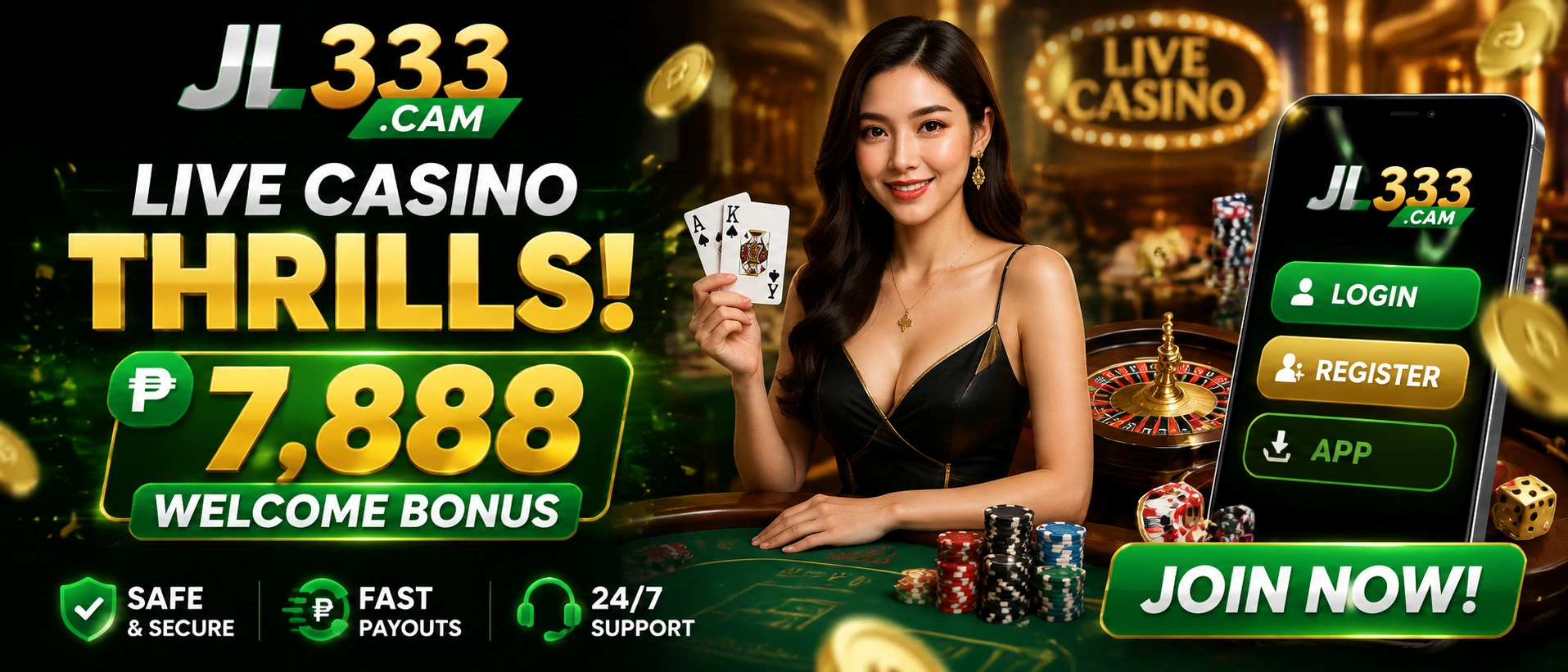 JL333 live casino table selection and support flow